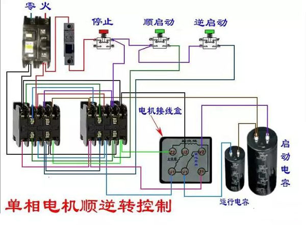 單相電機(jī)正反轉(zhuǎn)接線(xiàn)圖